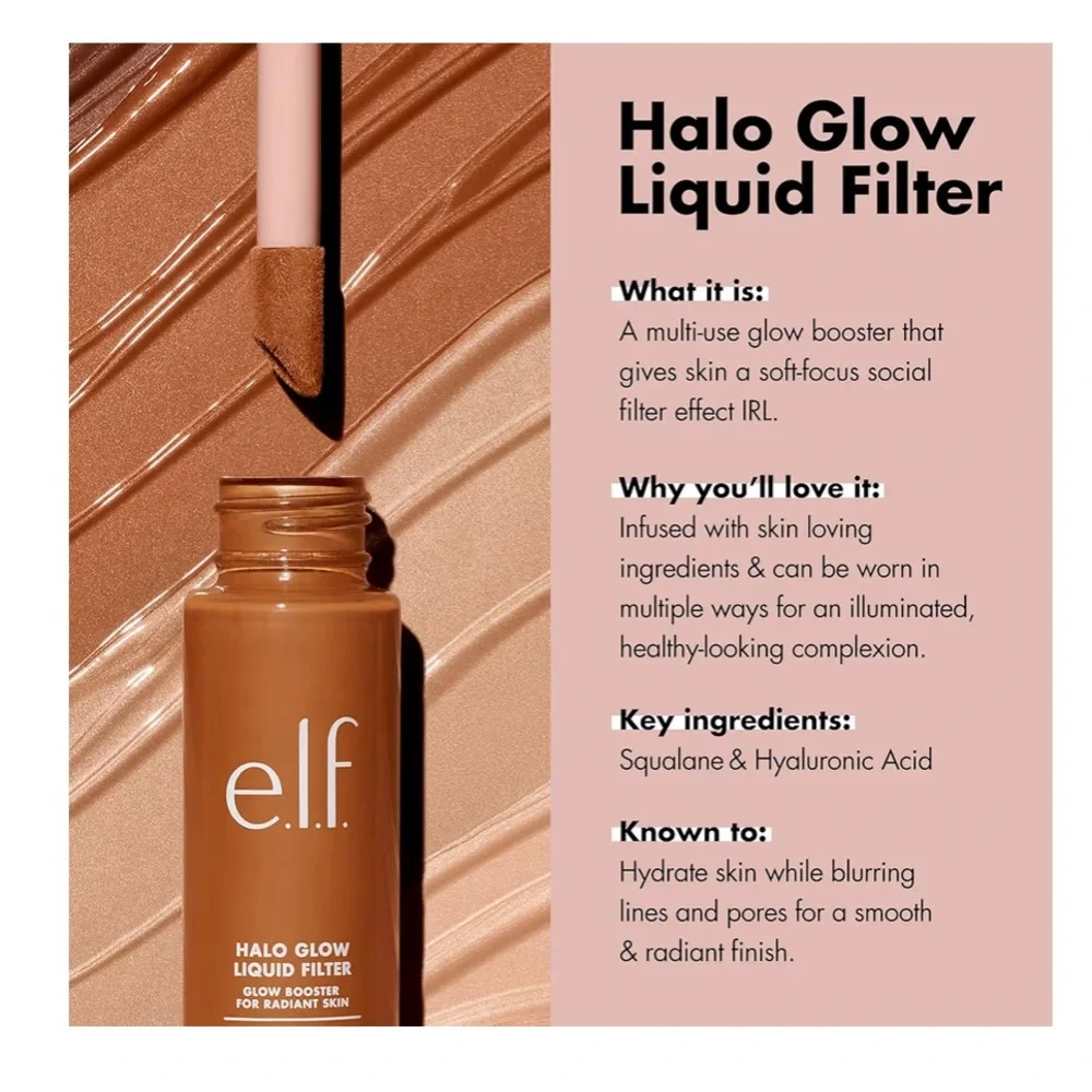 e.l.f. Halo Glow Liquid Filter, Complexion Booster For A Glowing 3.5 Medium